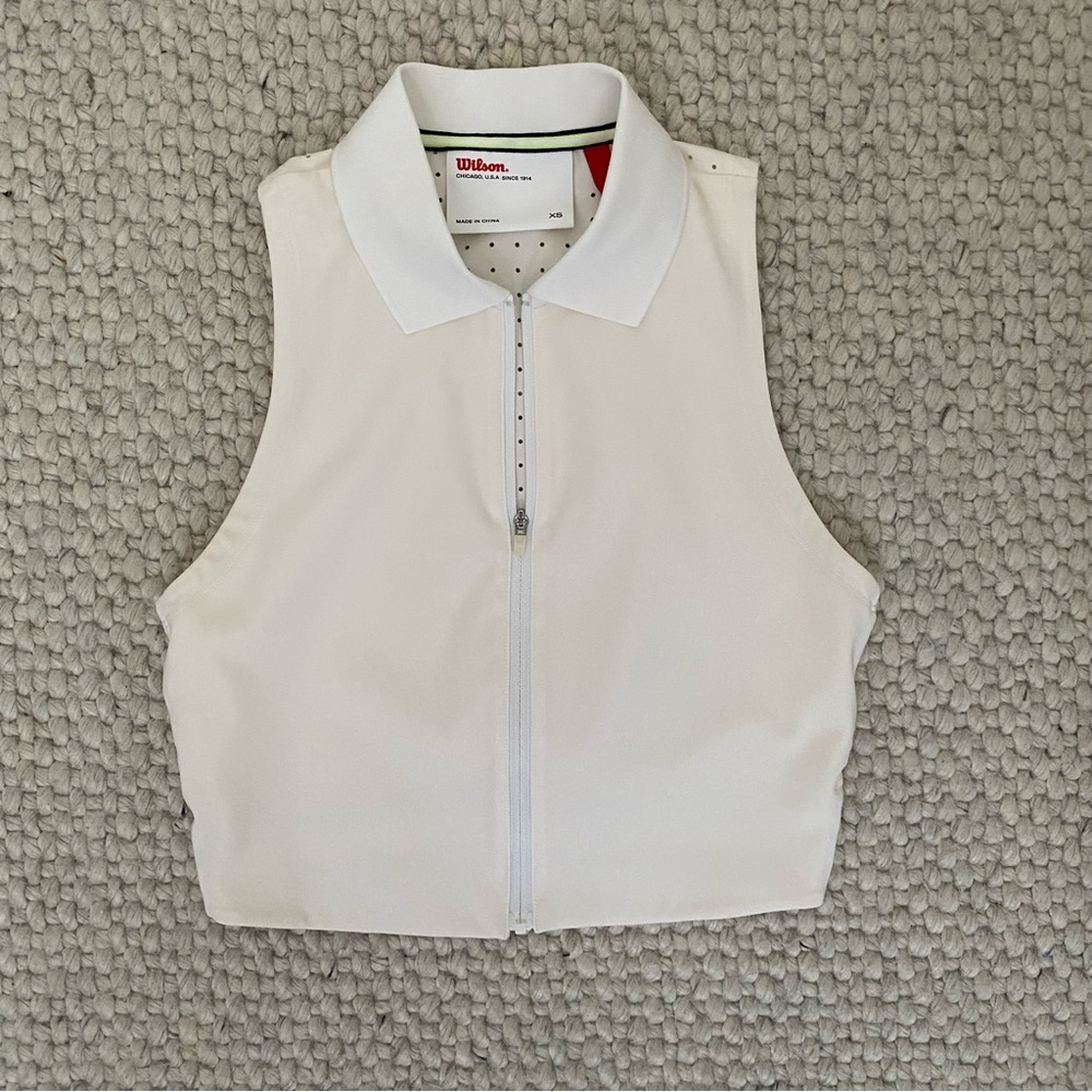 Wilson White Sleeveless Zip-Up Top